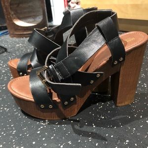 black & tan platform heels